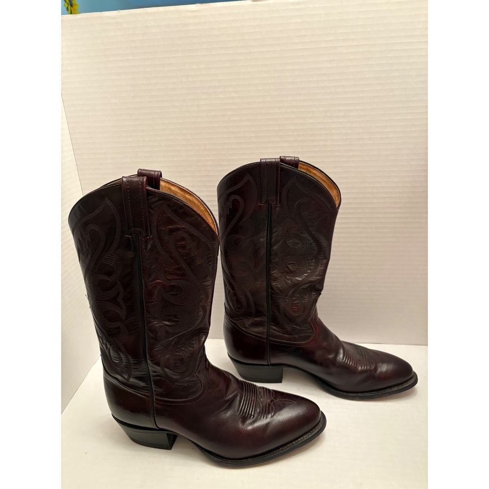 Tony Lama Mens Black Cherry Leather Western Cowboy Boots 6707 Size 10 D